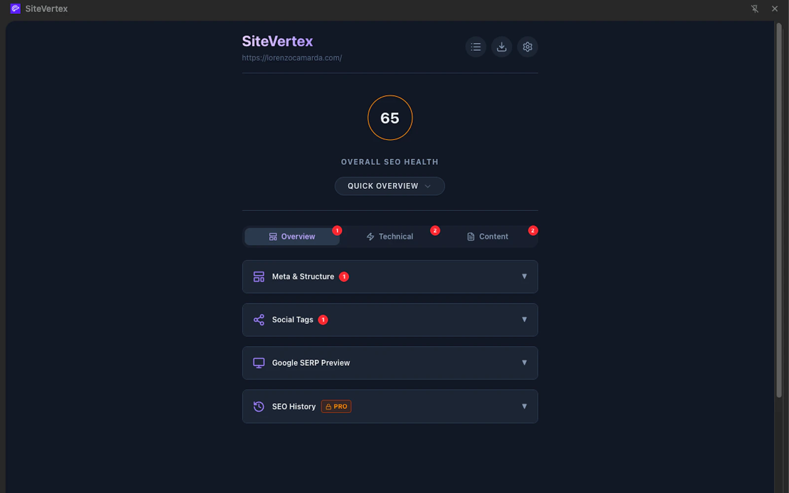 SiteVertex screenshot 3