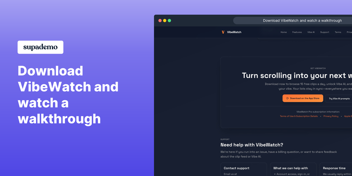 VibeWatch - Main product screenshot demonstrating key features and user interface