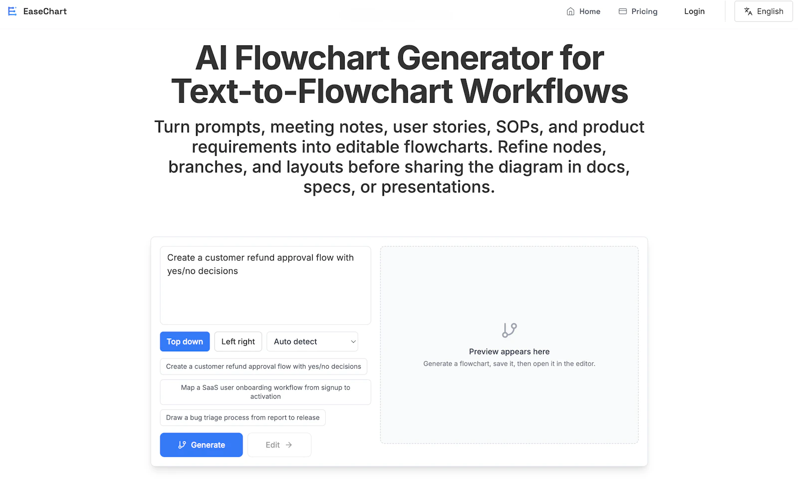 EaseChart - AI Flowchart Generator screenshot 1