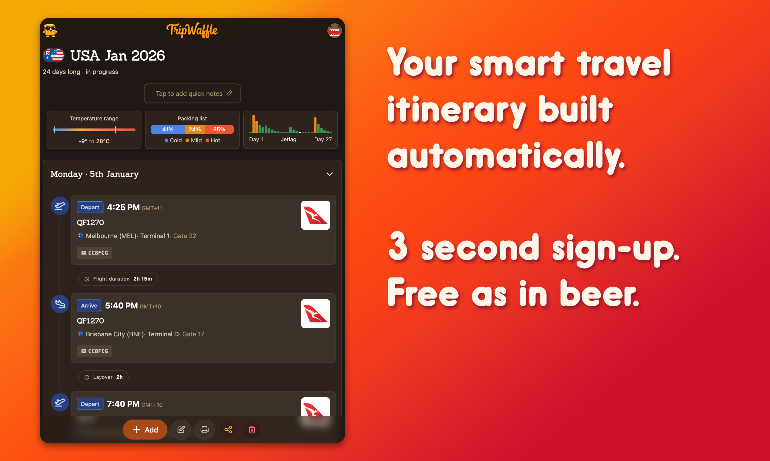 TripWaffle - Main product screenshot demonstrating key features and user interface