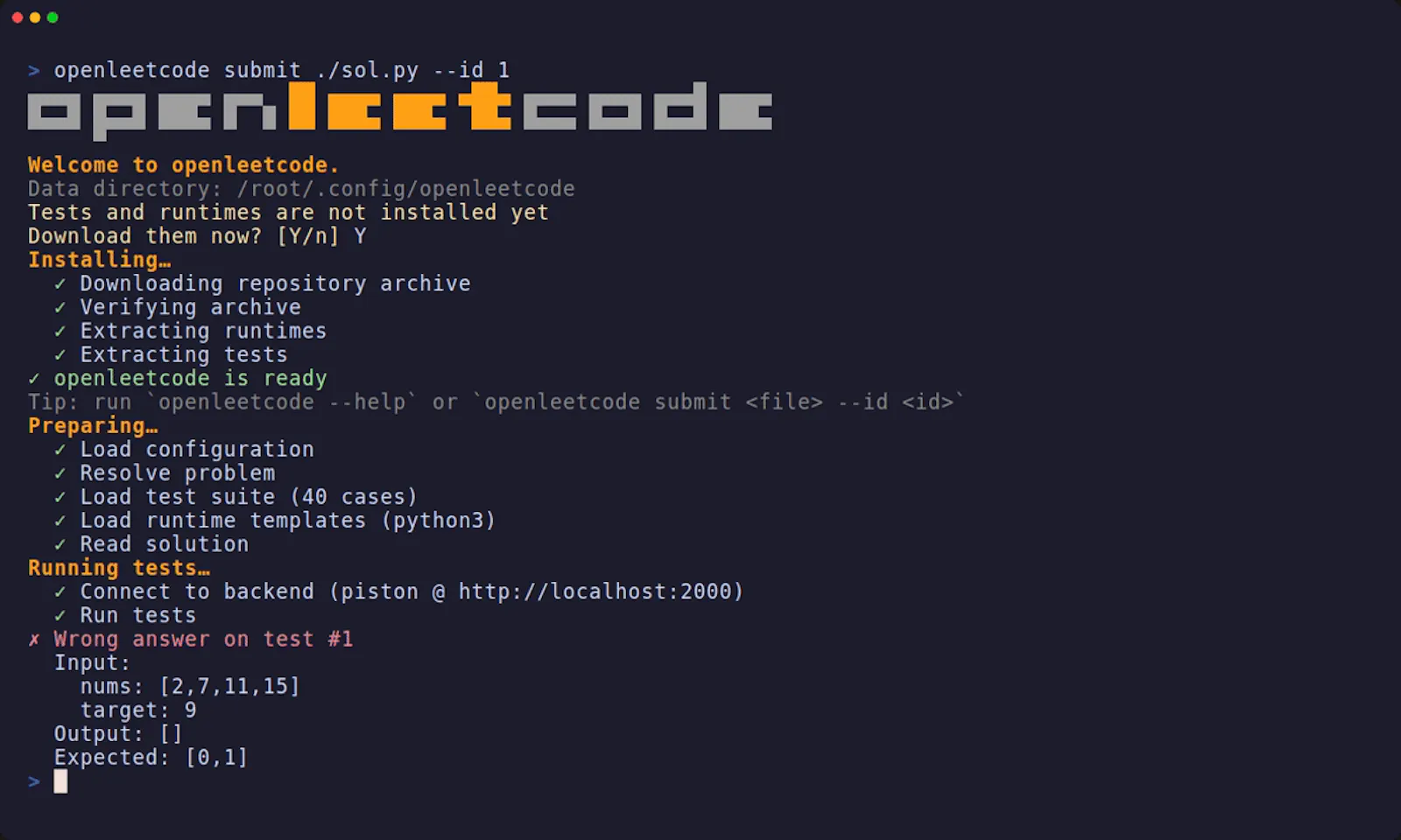 openleetcode screenshot 1