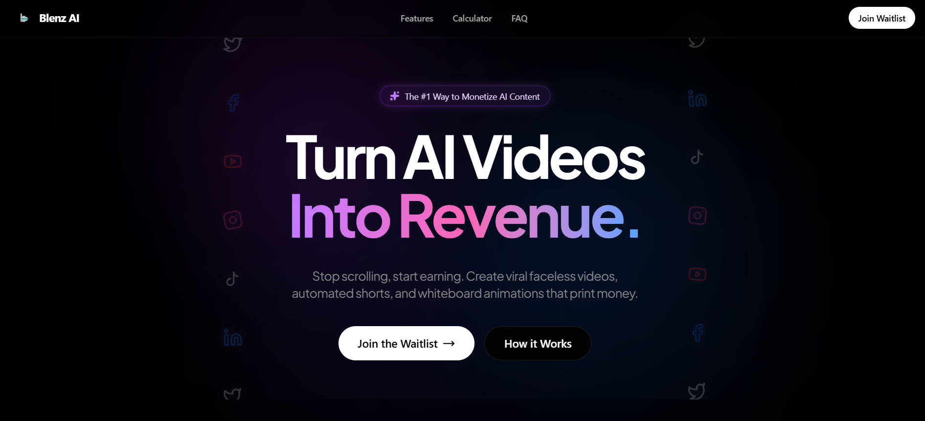 Blenz AI - Main product screenshot demonstrating key features and user interface