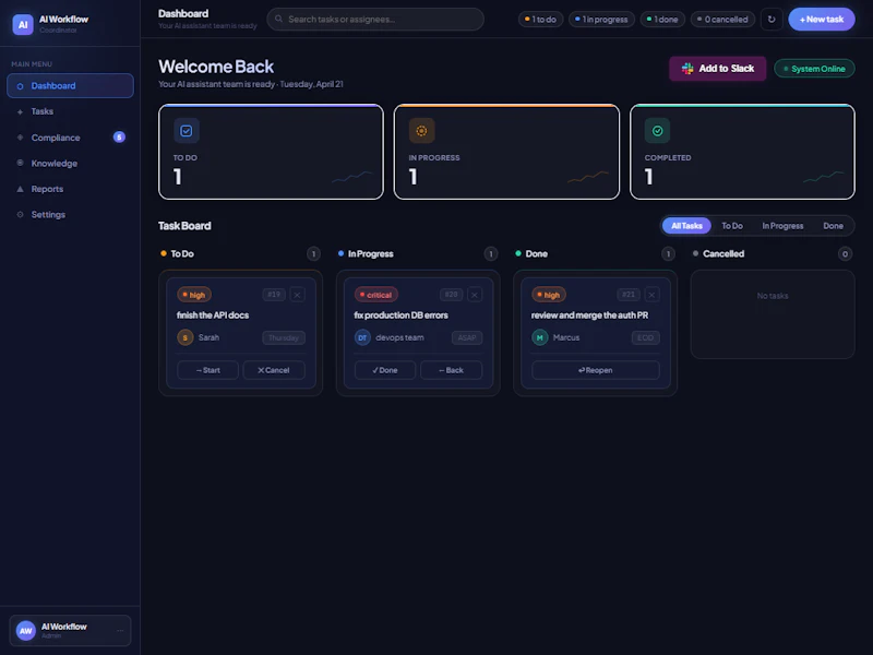 AI Workflow Coordinator screenshot 4