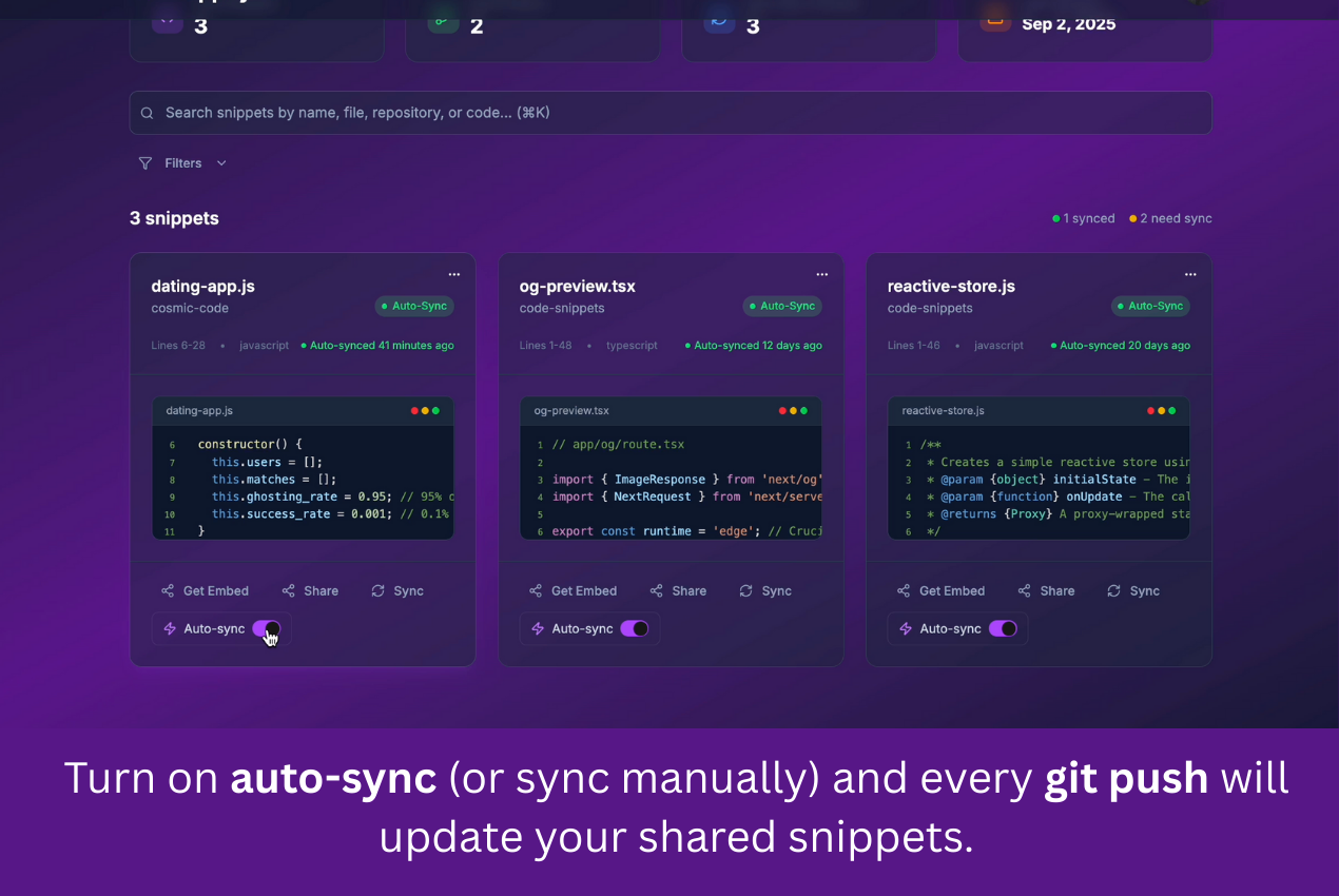 Snippsync - Mantieni i frammenti di codice senza sforzo in sintonia con GitHub media 4