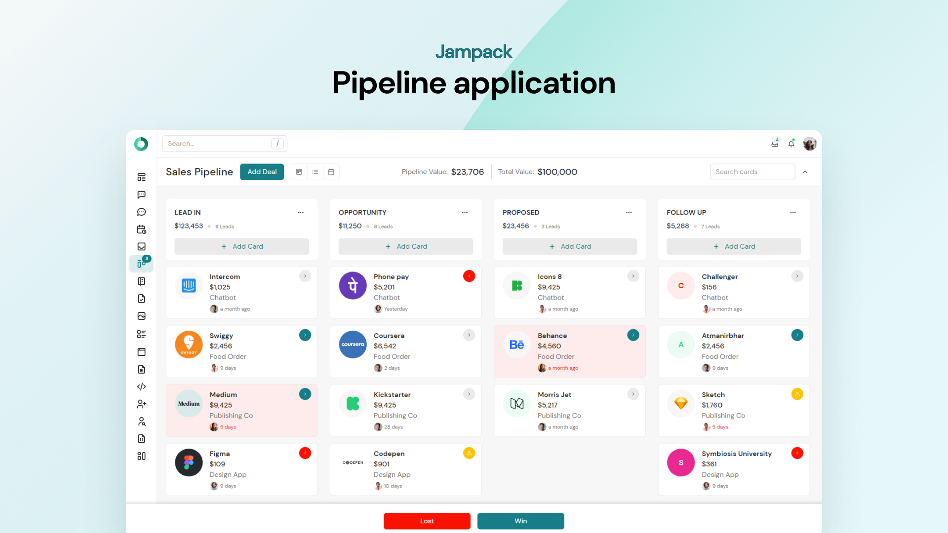 Jampack - 관리자 CRM 응용 프로그램 템플릿 미디어 3