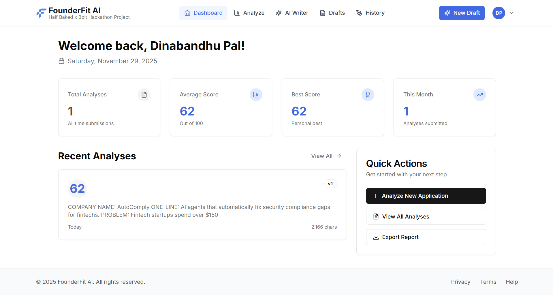 FounderFit AI - Screenshot 2 showing product features and functionality