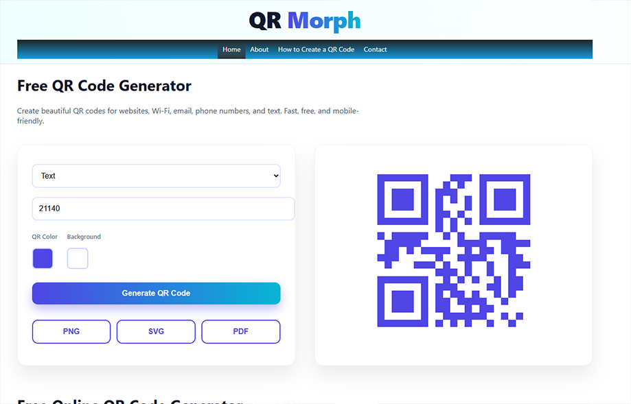 QR Morph - Main product screenshot demonstrating key features and user interface