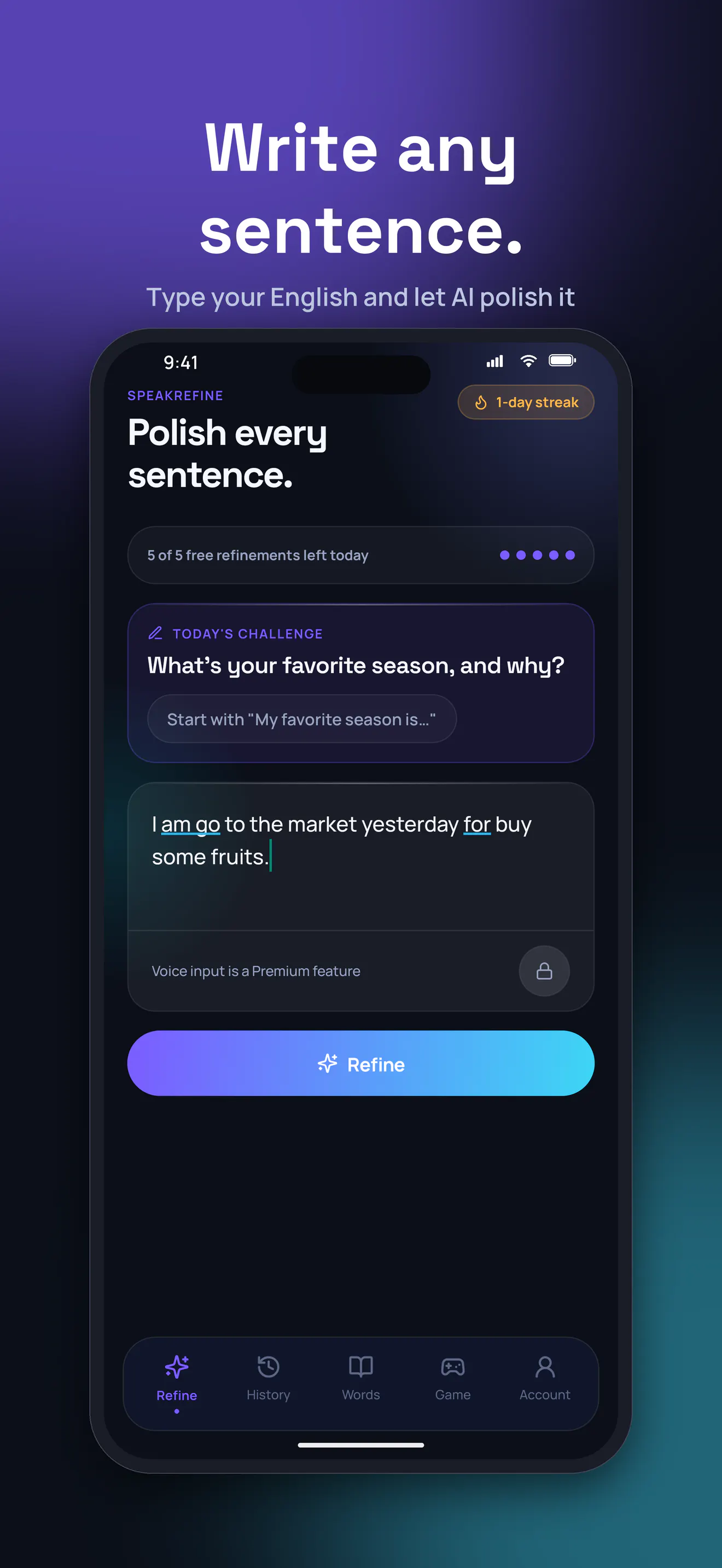 Built SpeakRefine AI app after layoff! gallery image