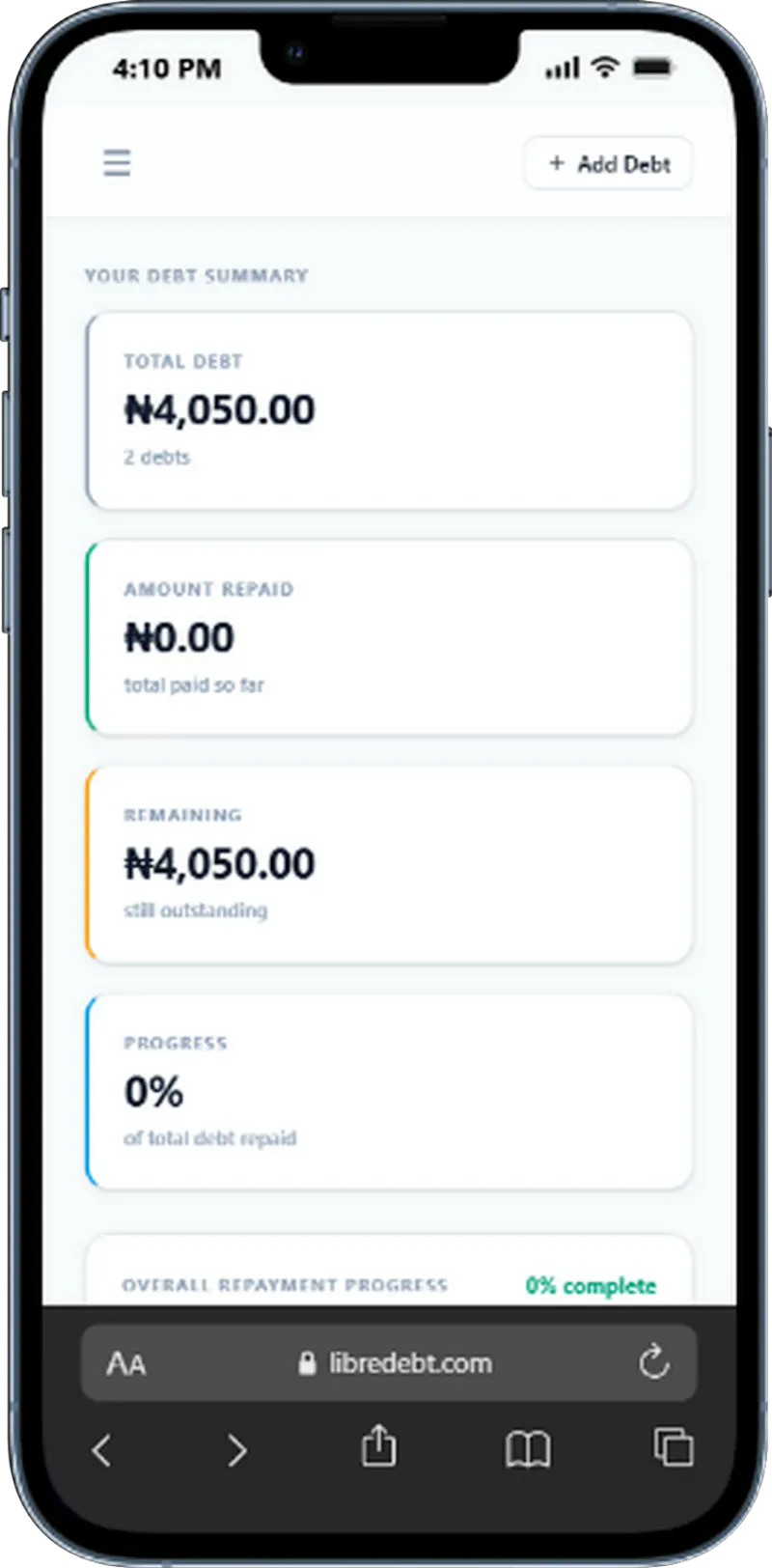 LibreDebt screenshot 2