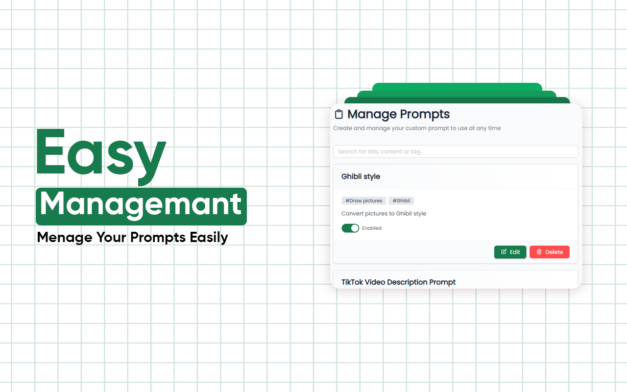 Prompt Library - Save and Manage Prompts gallery image