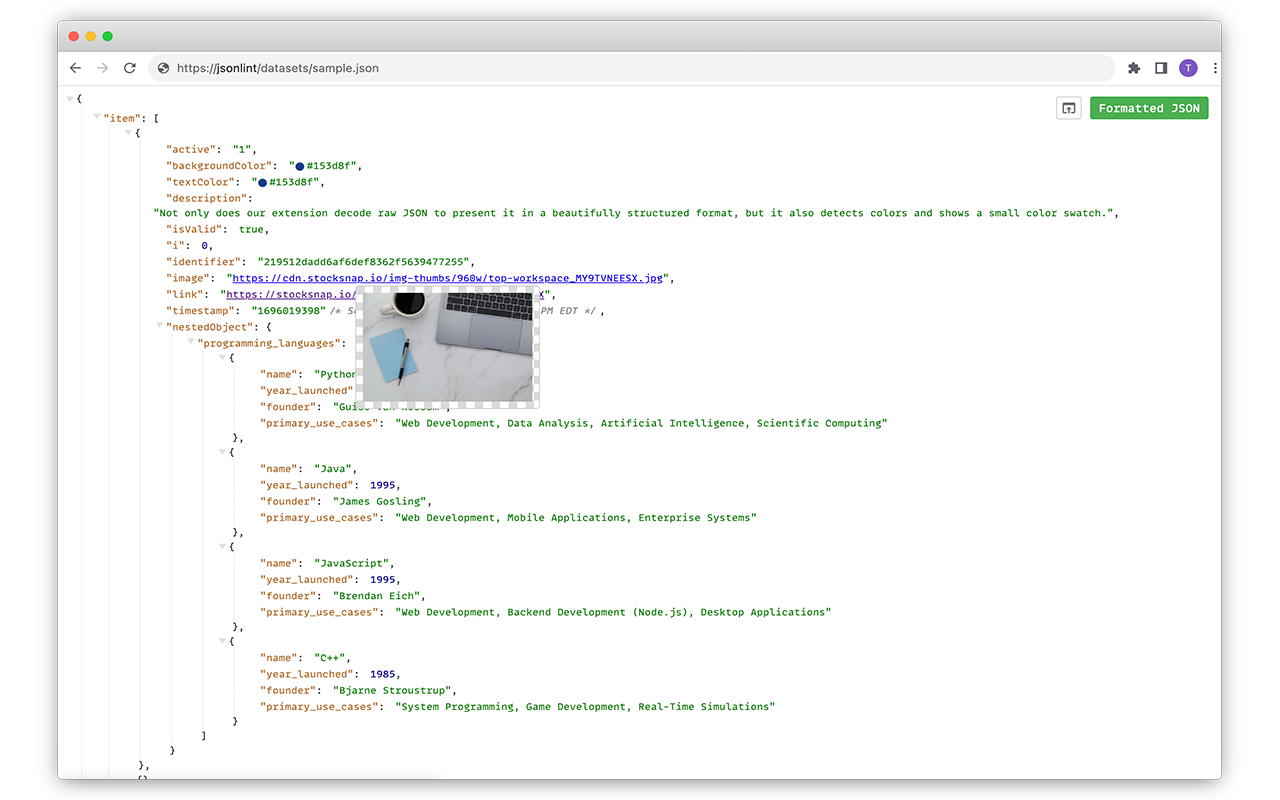 JSONフォーマッタ