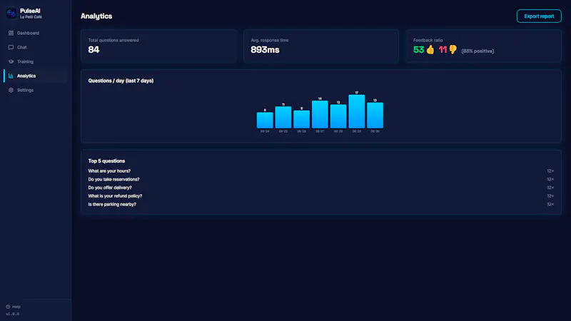 Pulse AI for chatbot screenshot 1