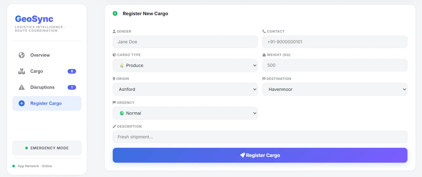 GeoSync — Intelligent Logistics Network screenshot 2