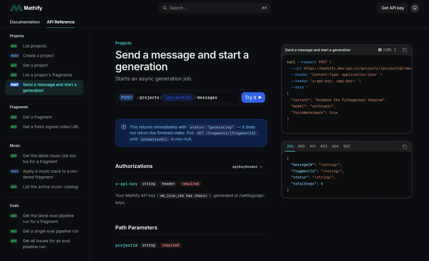 Mathify API screenshot 2