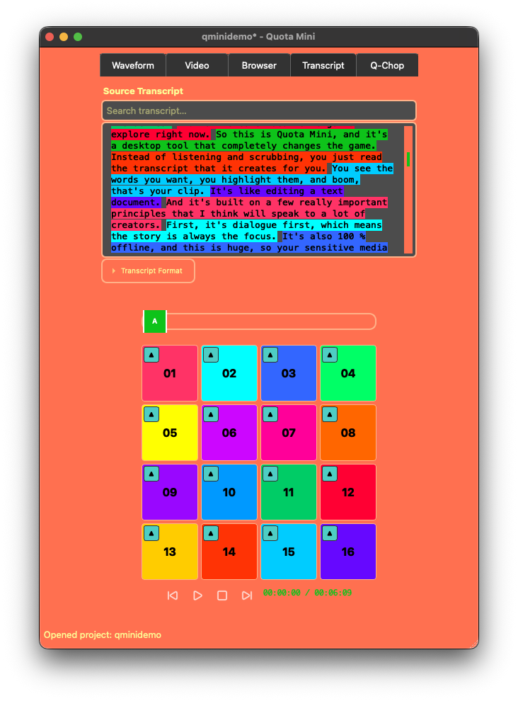 Quota Mini 1.1 - Dialogue Sampler - Screenshot 4 showing product features and functionality