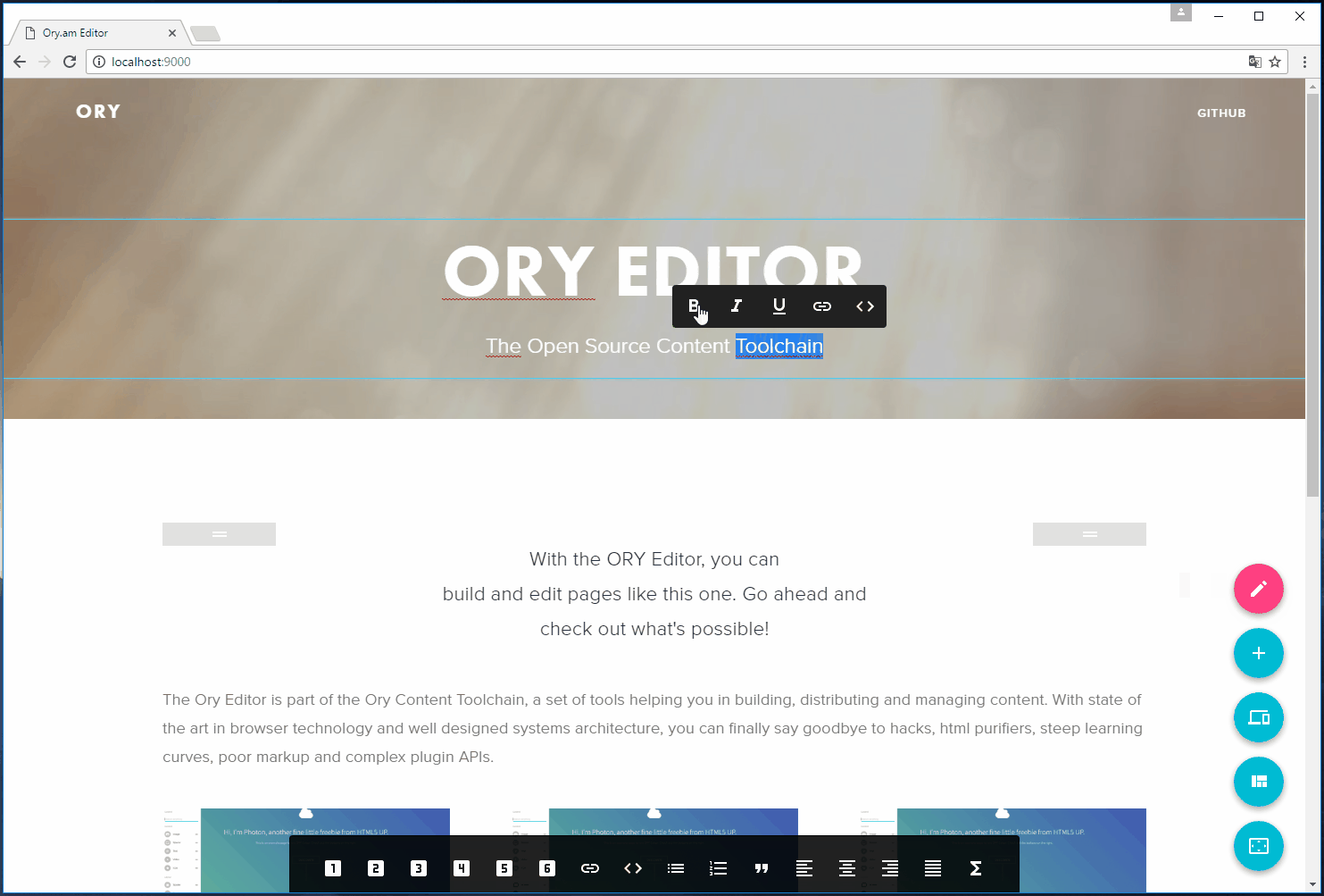 The ORY Editor Image