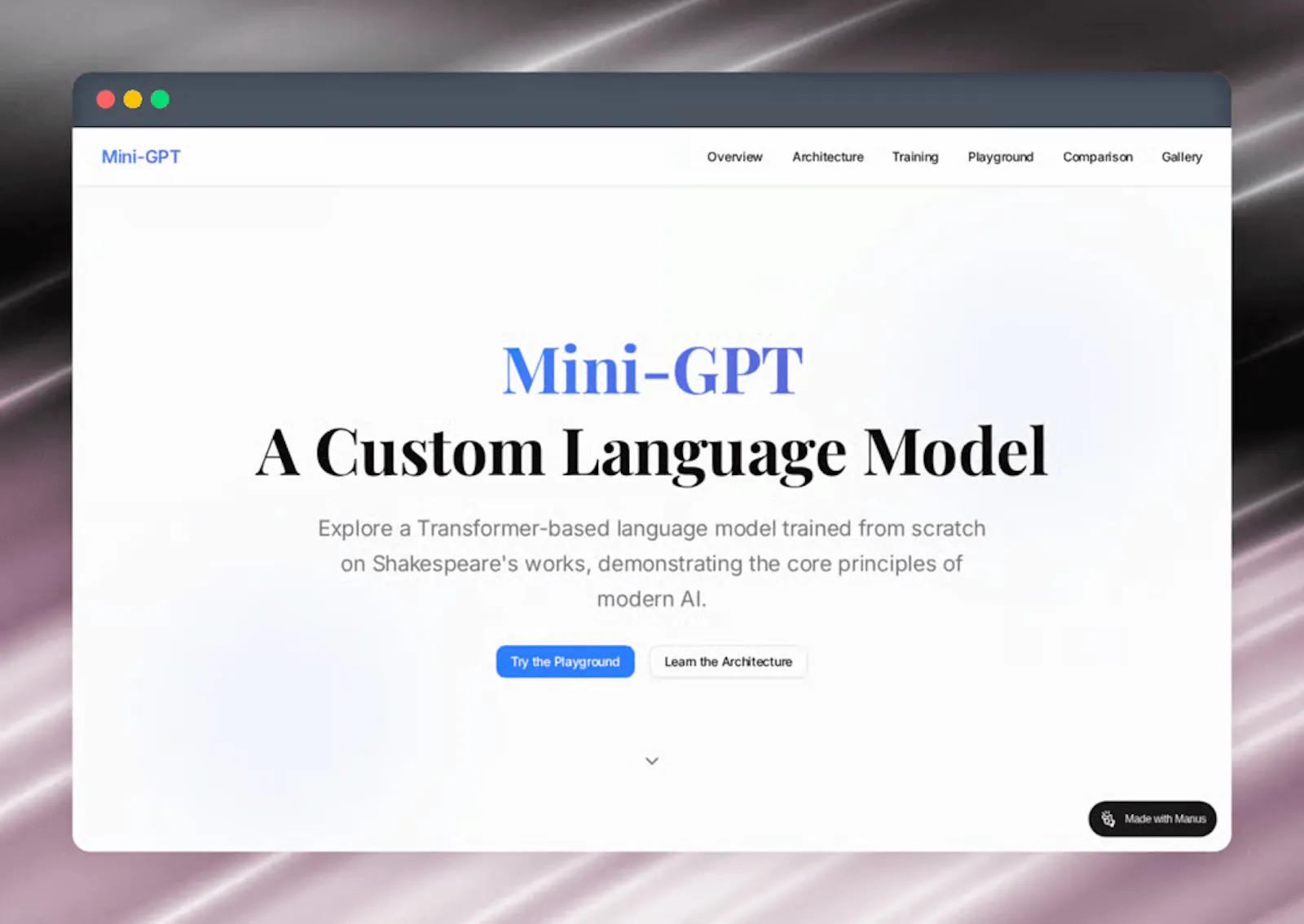 Mini-GPT Model Showcase screenshot 2