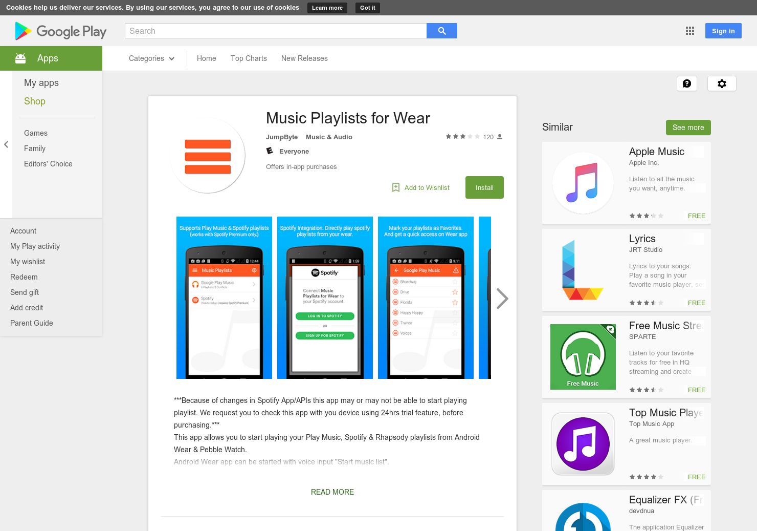 Music Playlists for Wear