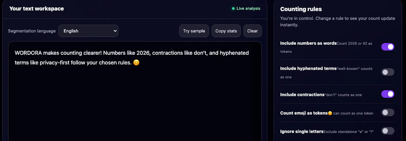 WORDORA - private word counter screenshot 2