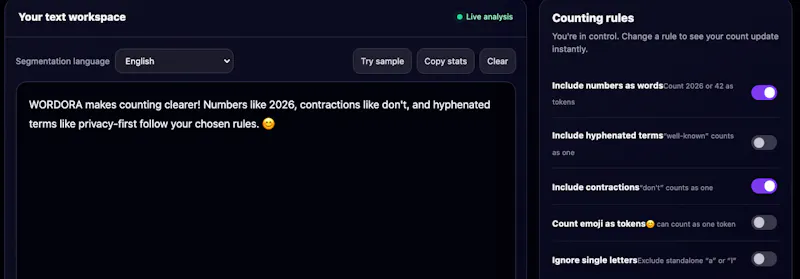 WORDORA - private word counter screenshot 2