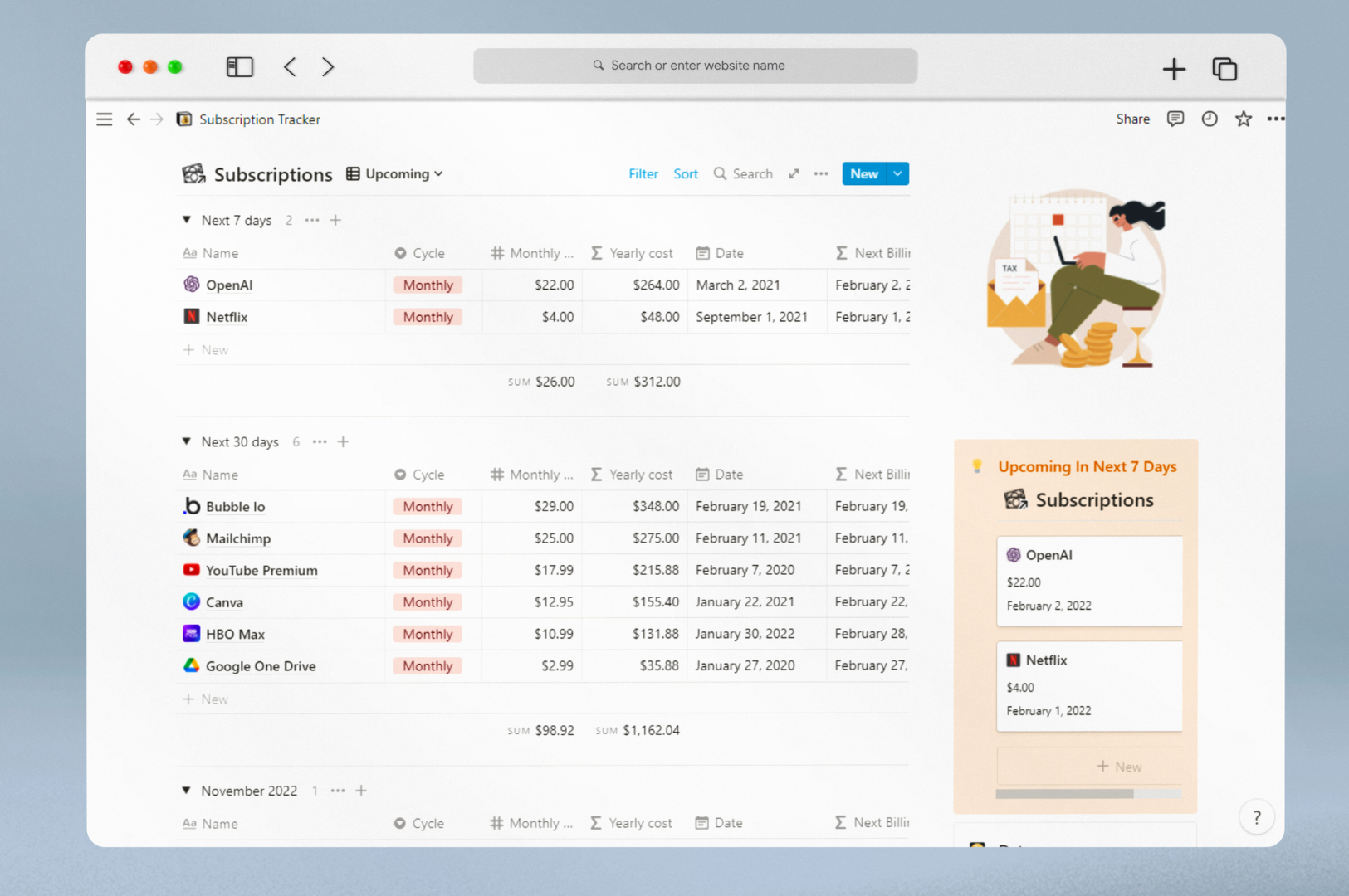 Subscriptions Tracker gallery image