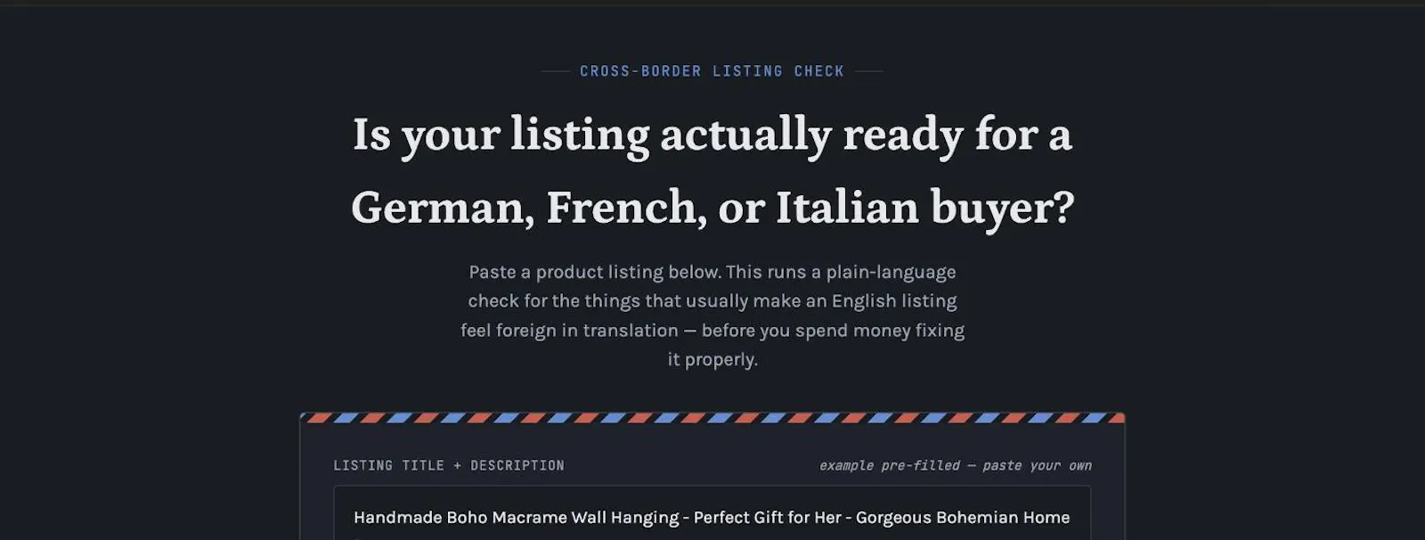 EU Listing Readiness Checker screenshot 2