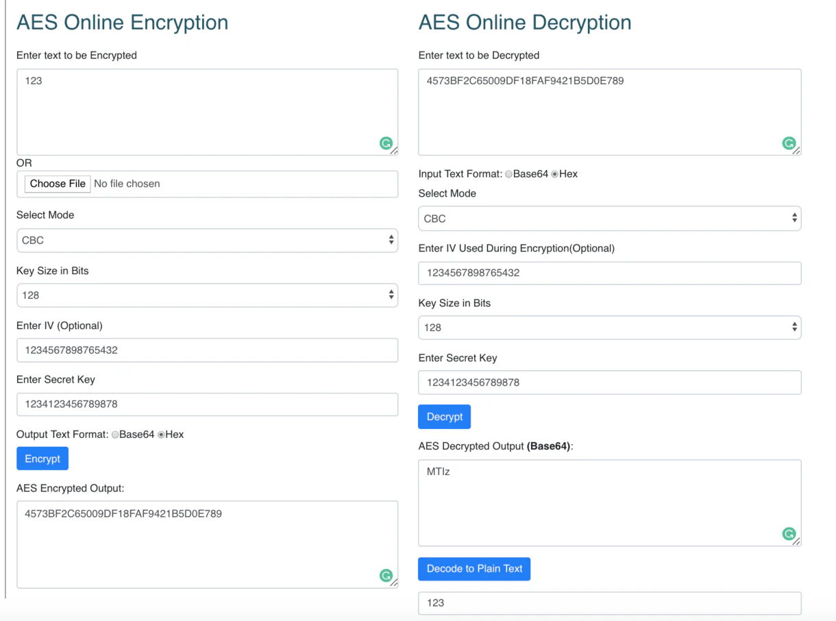 AES Encryption Online
