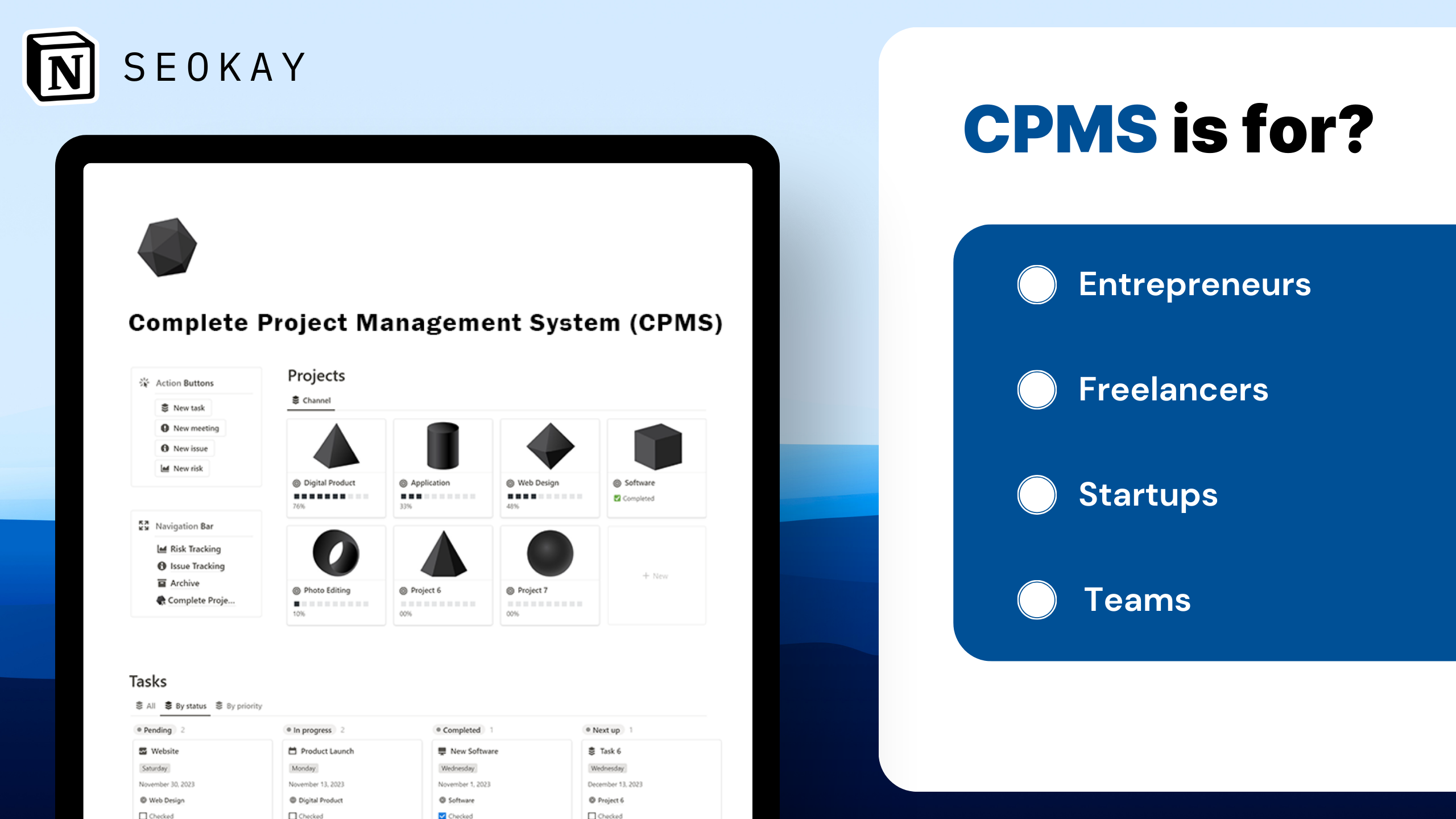 Mídia 3 de Sistema completo de gerenciamento de projetos (CPMS)