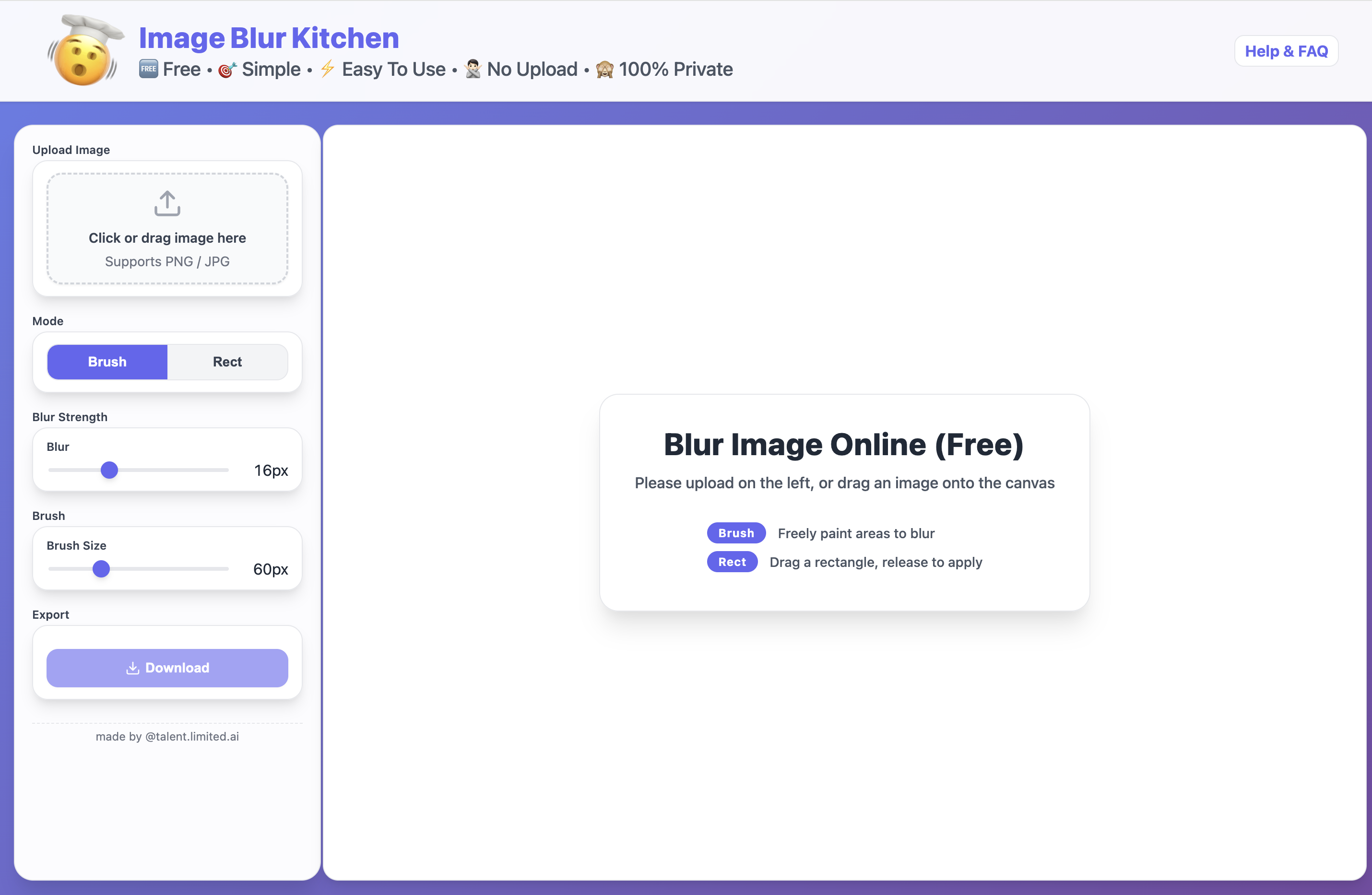 Image Blur Kitchen - Main screenshot showing features and interface
