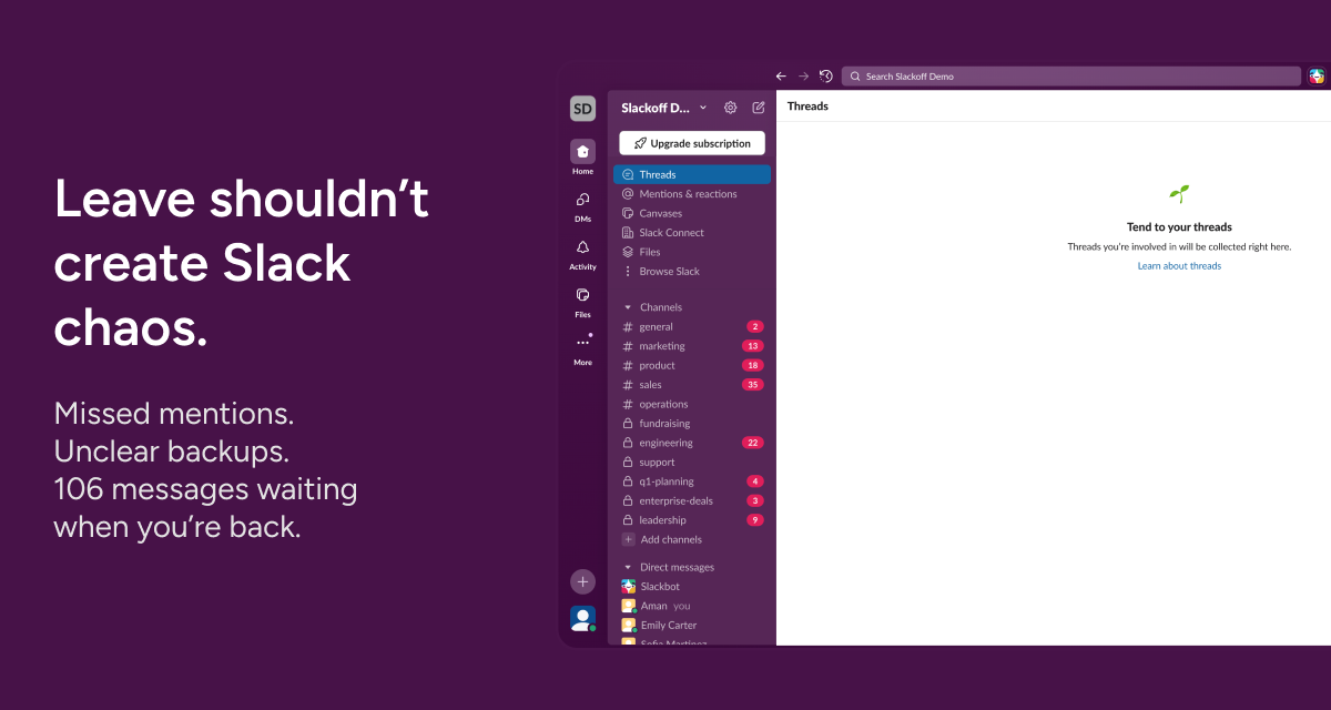 Slackoff - Main product screenshot demonstrating key features and user interface