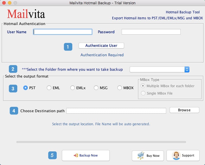 Backup de Hotmail do Mailvita para software MAC media 3