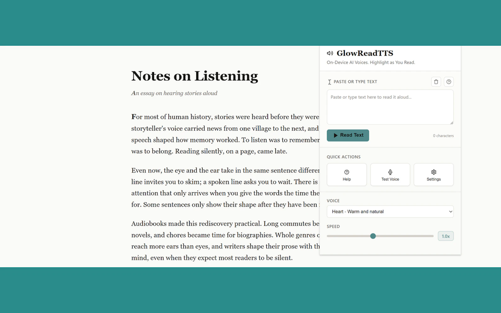GlowReadTTS screenshot 3