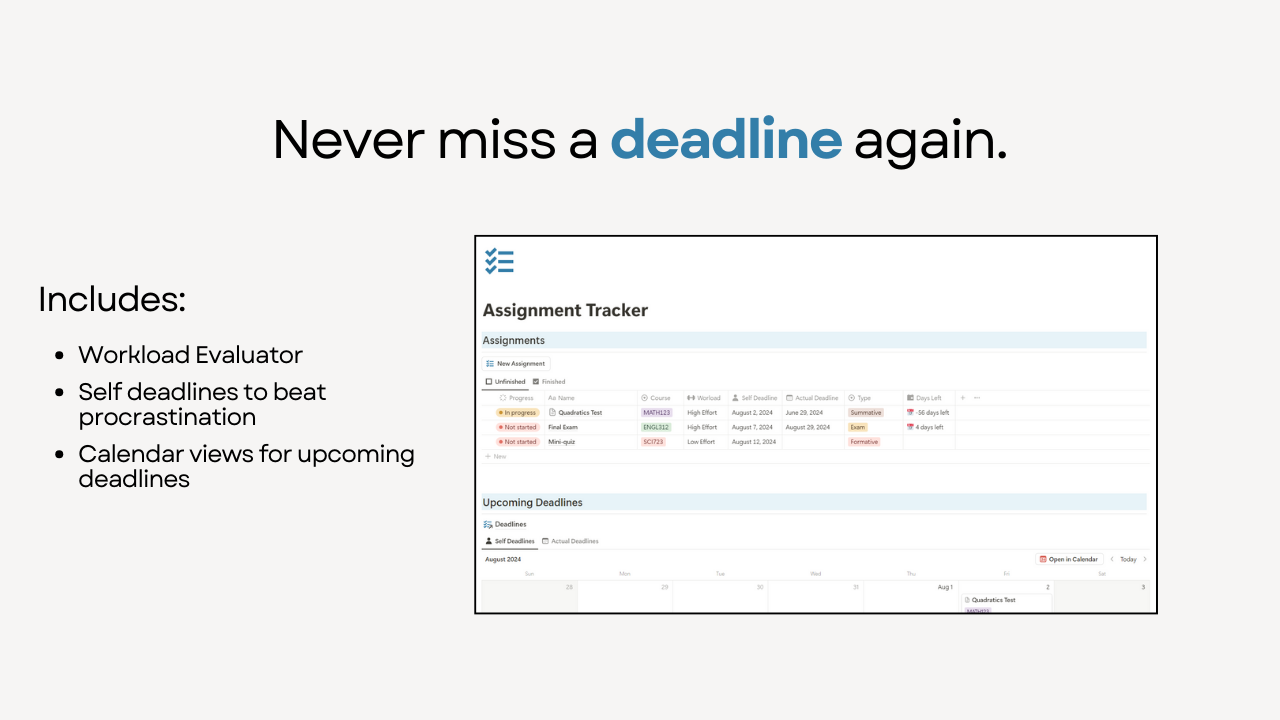 Notion Student Dashboard gallery image
