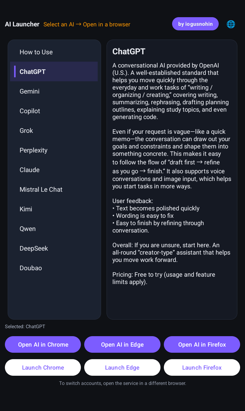 AI Launcher - Screenshot 5 showing product features and functionality