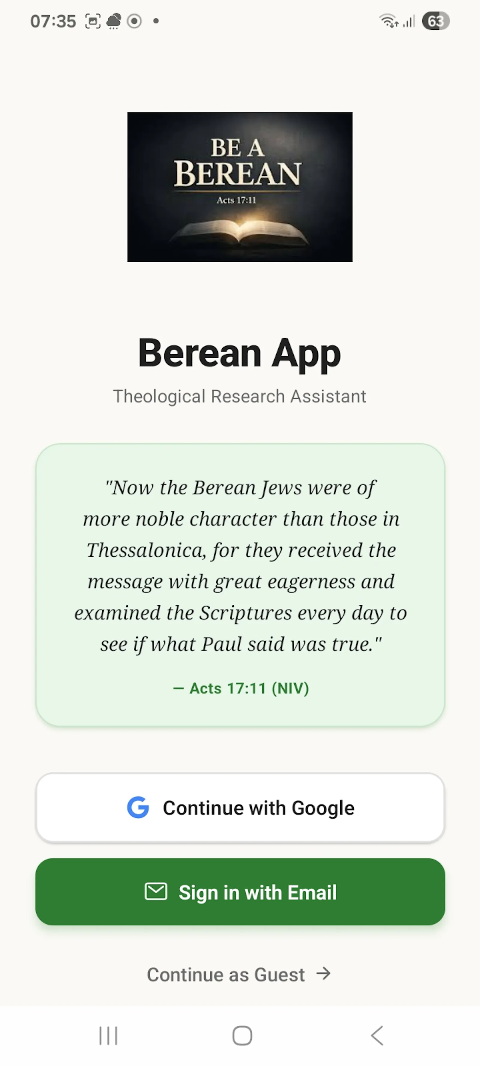 Berean app screenshot 1