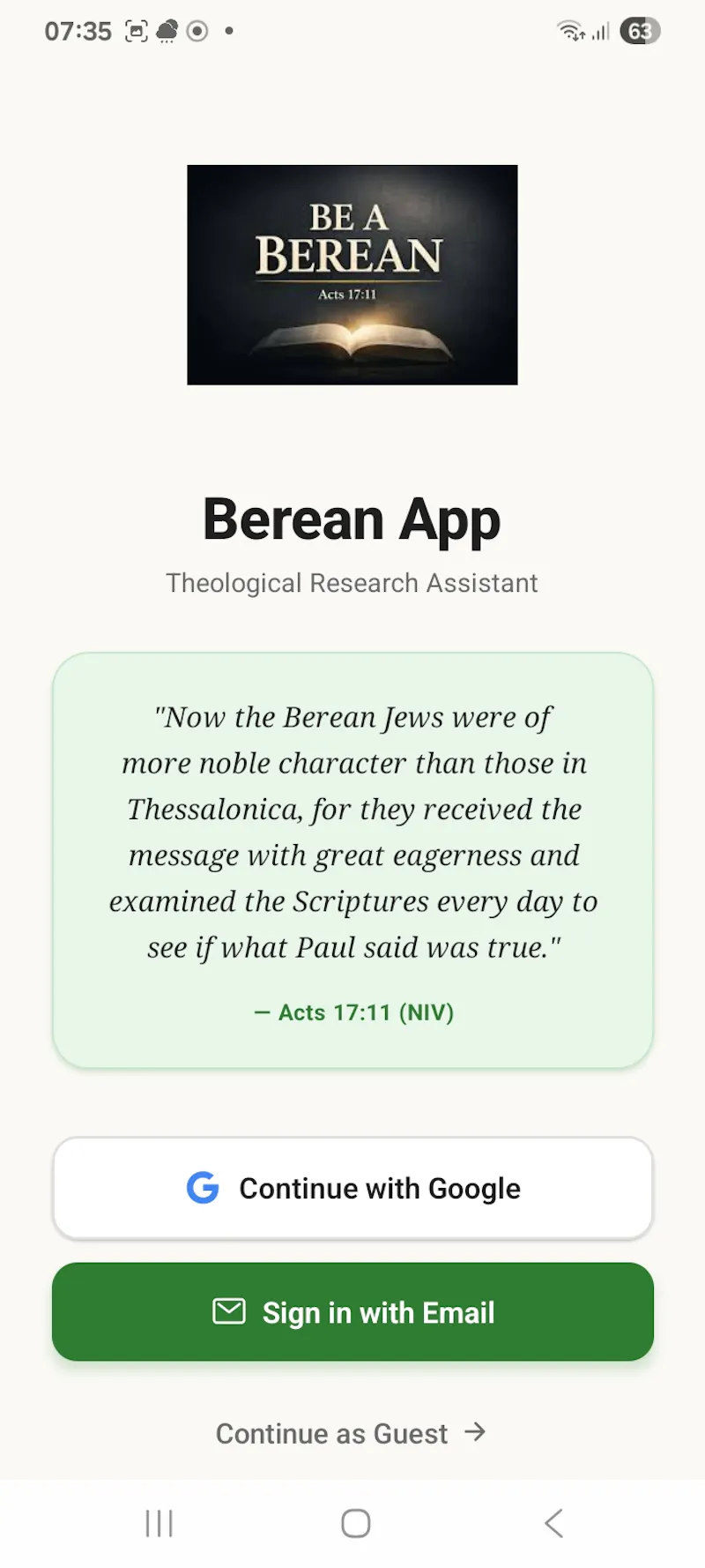 Berean app screenshot 1