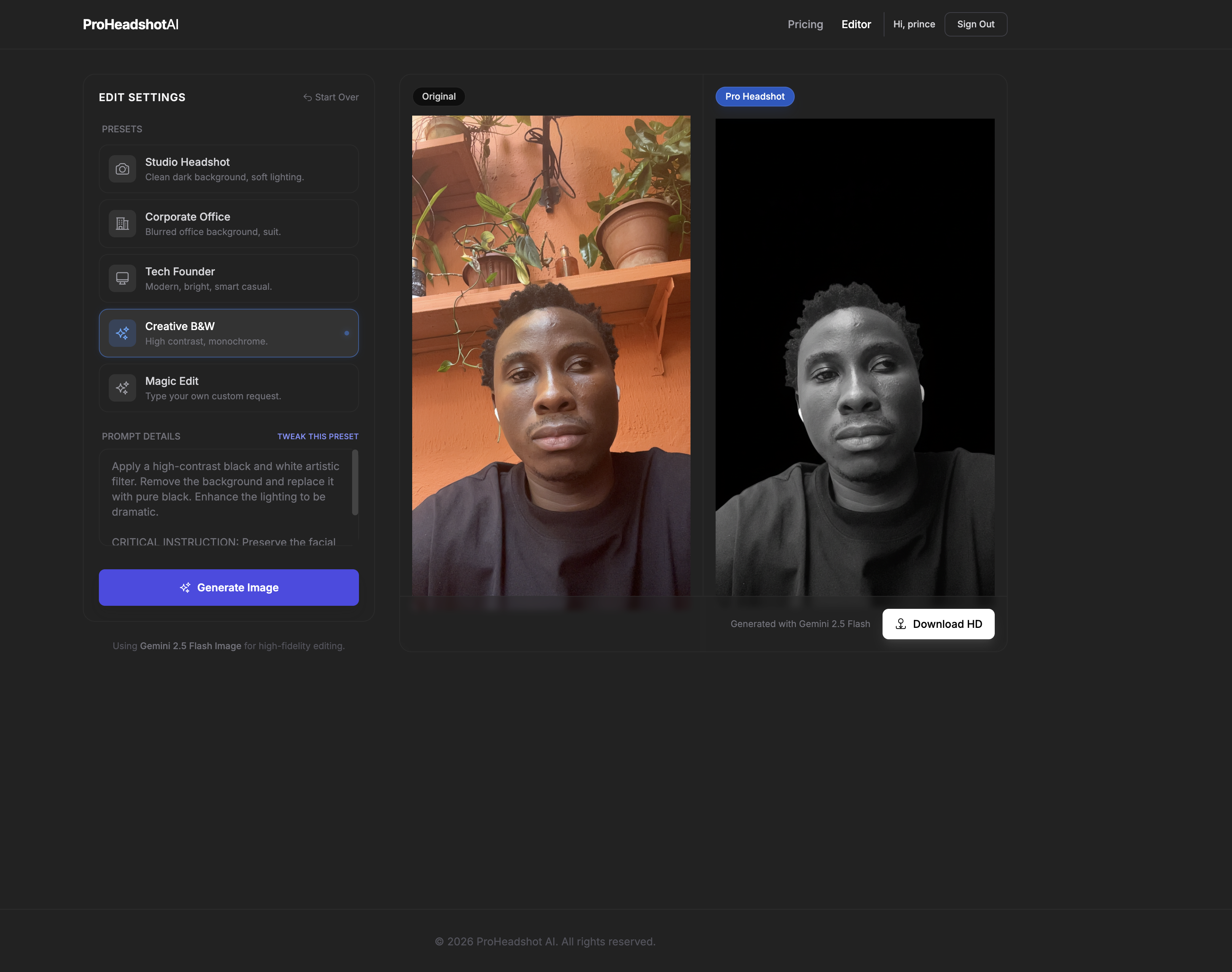 ProHeadshot AI - Screenshot 2 showing product features and functionality