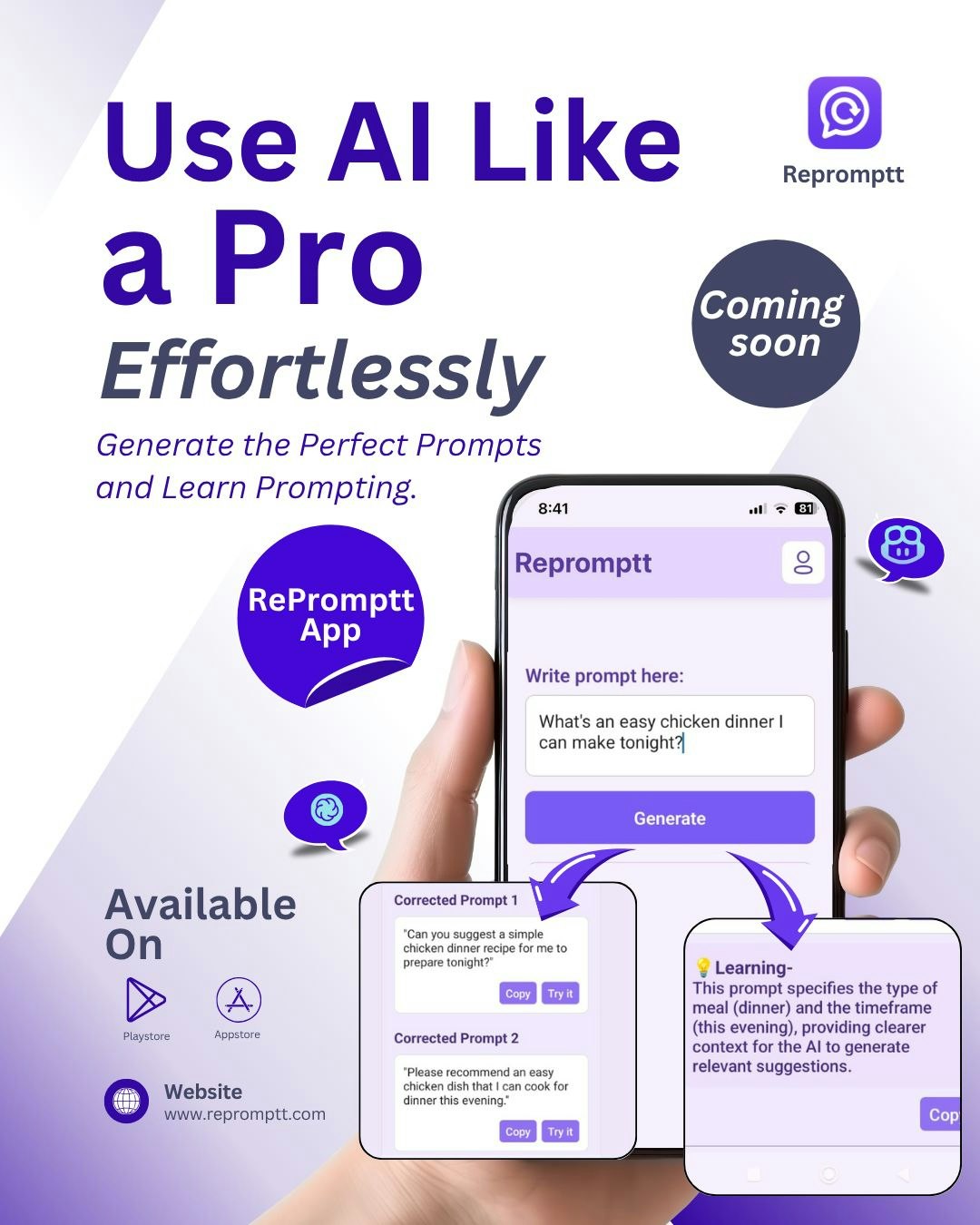 Repromptt - Main product screenshot demonstrating key features and user interface