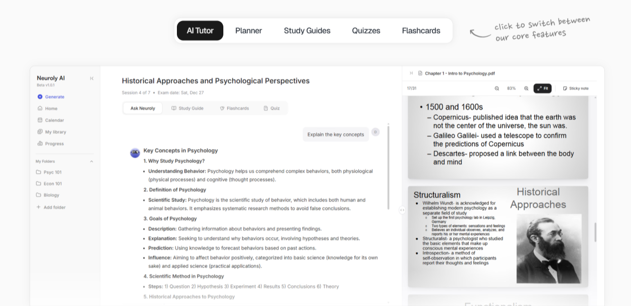 Neuroly AI Study Copilot & Planner - Screenshot 5 showing product features and functionality