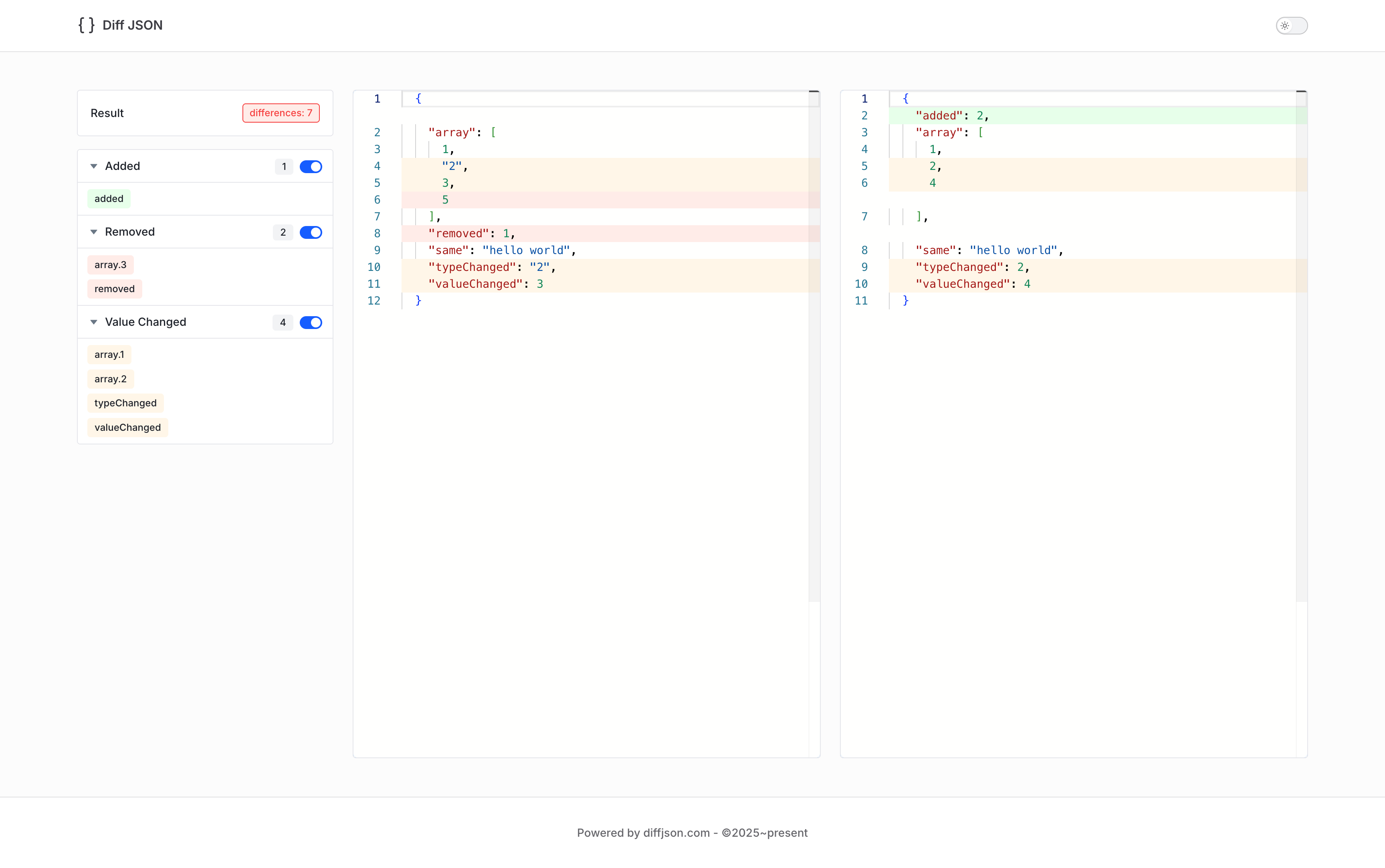 Diff JSON gallery image