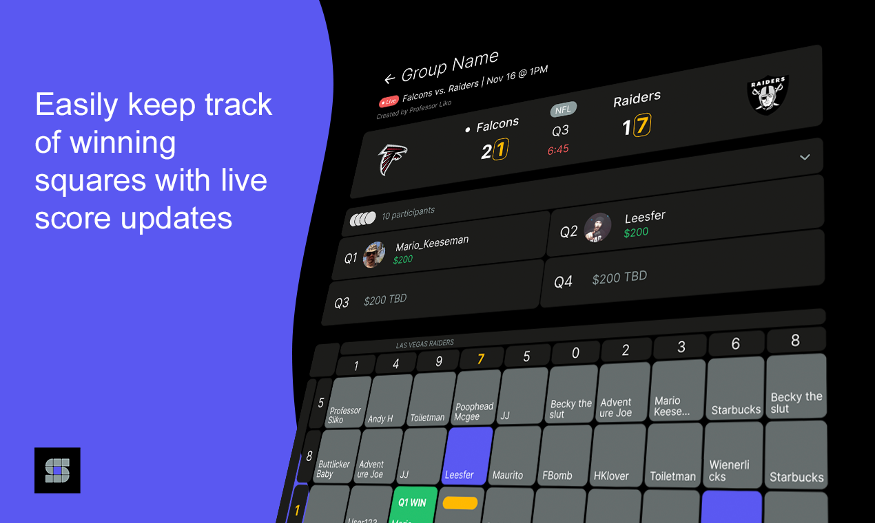 SQRS - A Betting Squares Creator - Create betting squares with your friends for NBA and NCAA media 1