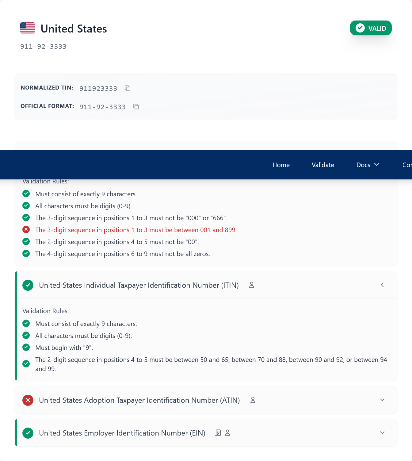 TIN Validate gallery image
