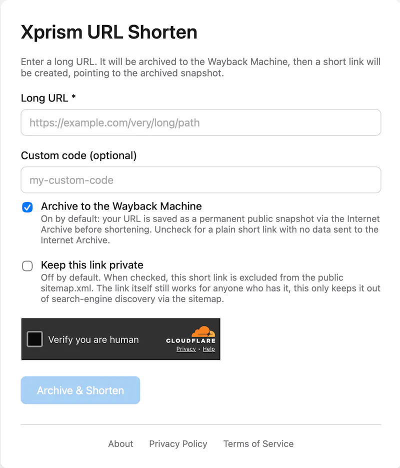 Xprism URL Shortener screenshot 1