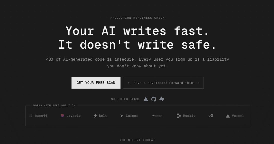 Argus - App Scan for Vibe Founders - Main product screenshot demonstrating key features and user interface