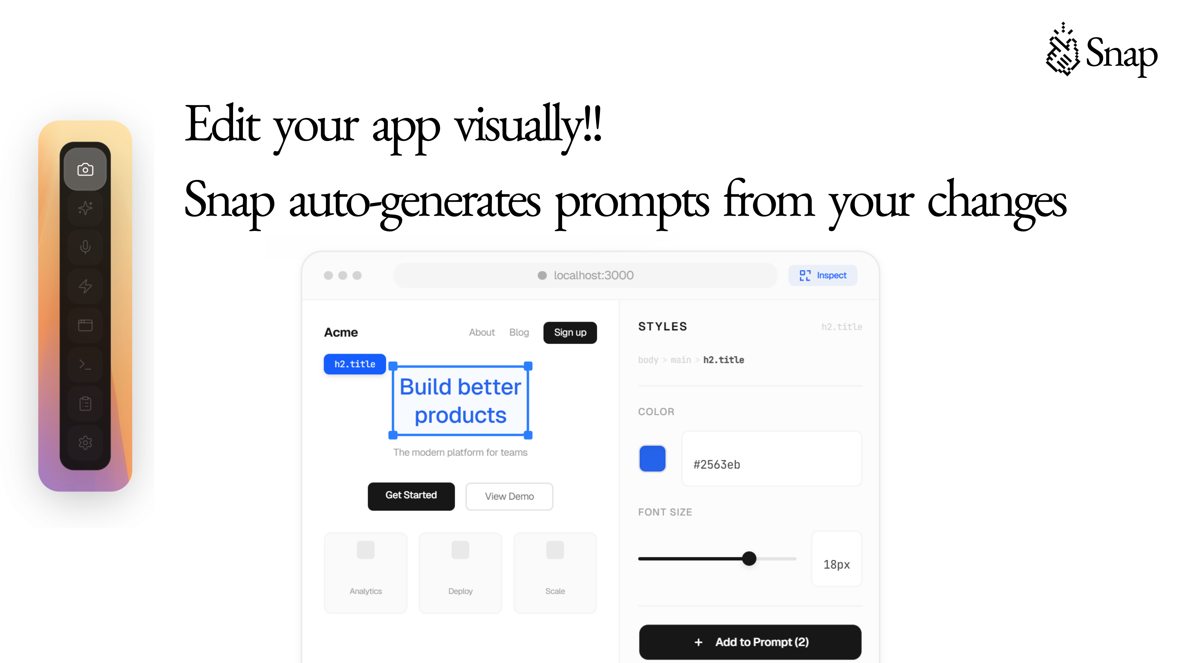 Snap - Screenshot 3 showing product features and functionality