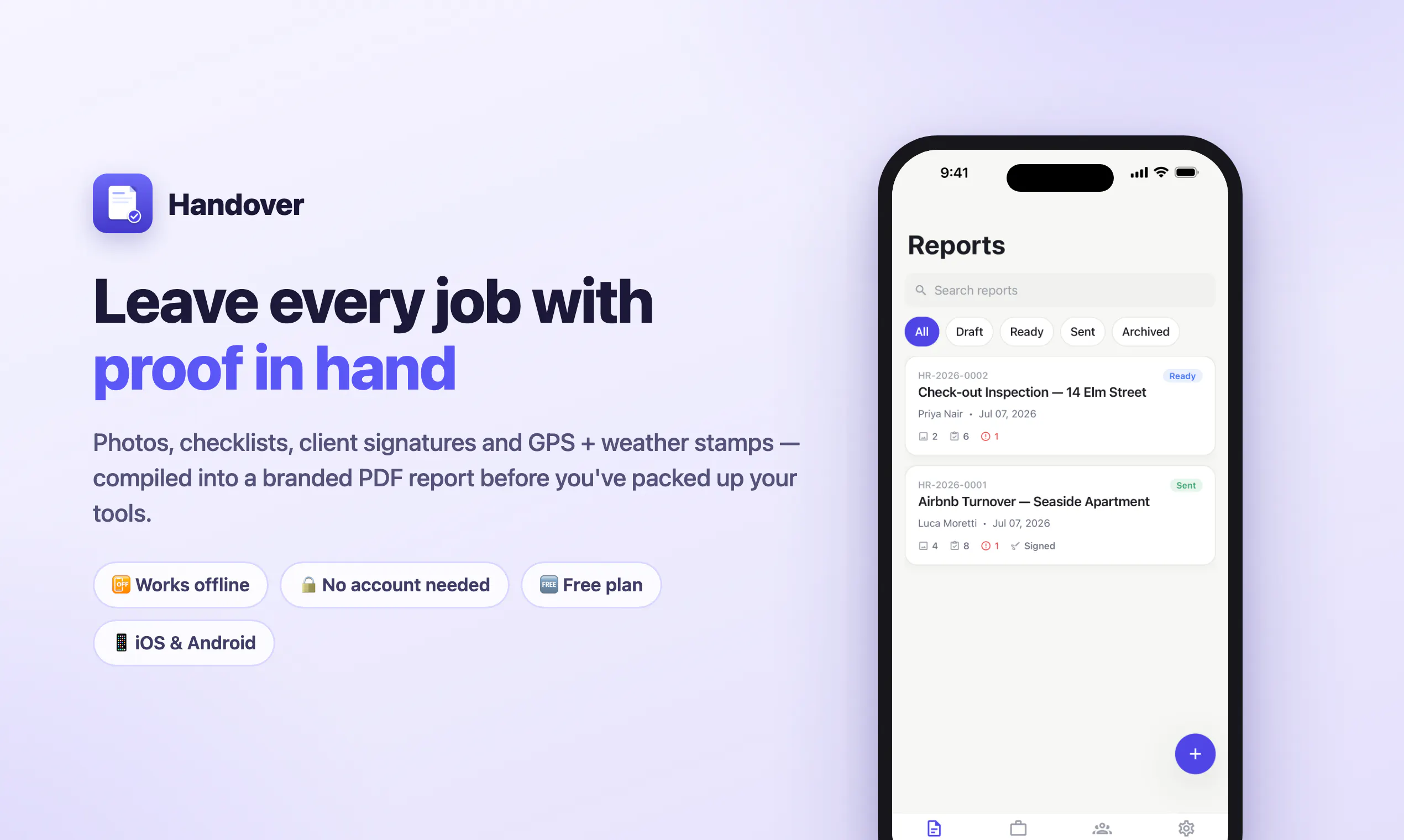 Handover — Proof of work in minutes gallery image