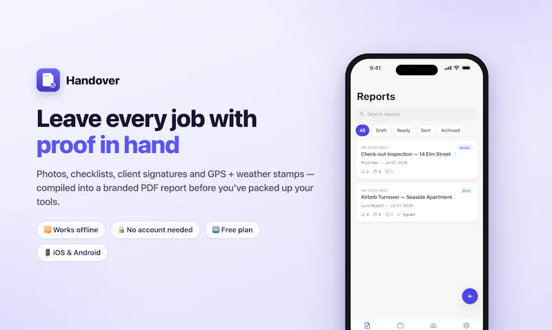 Handover — Proof of work in minutes screenshot 1