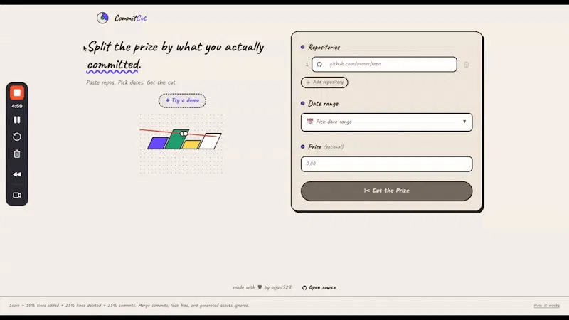CommitCut screenshot 1 (video preview)