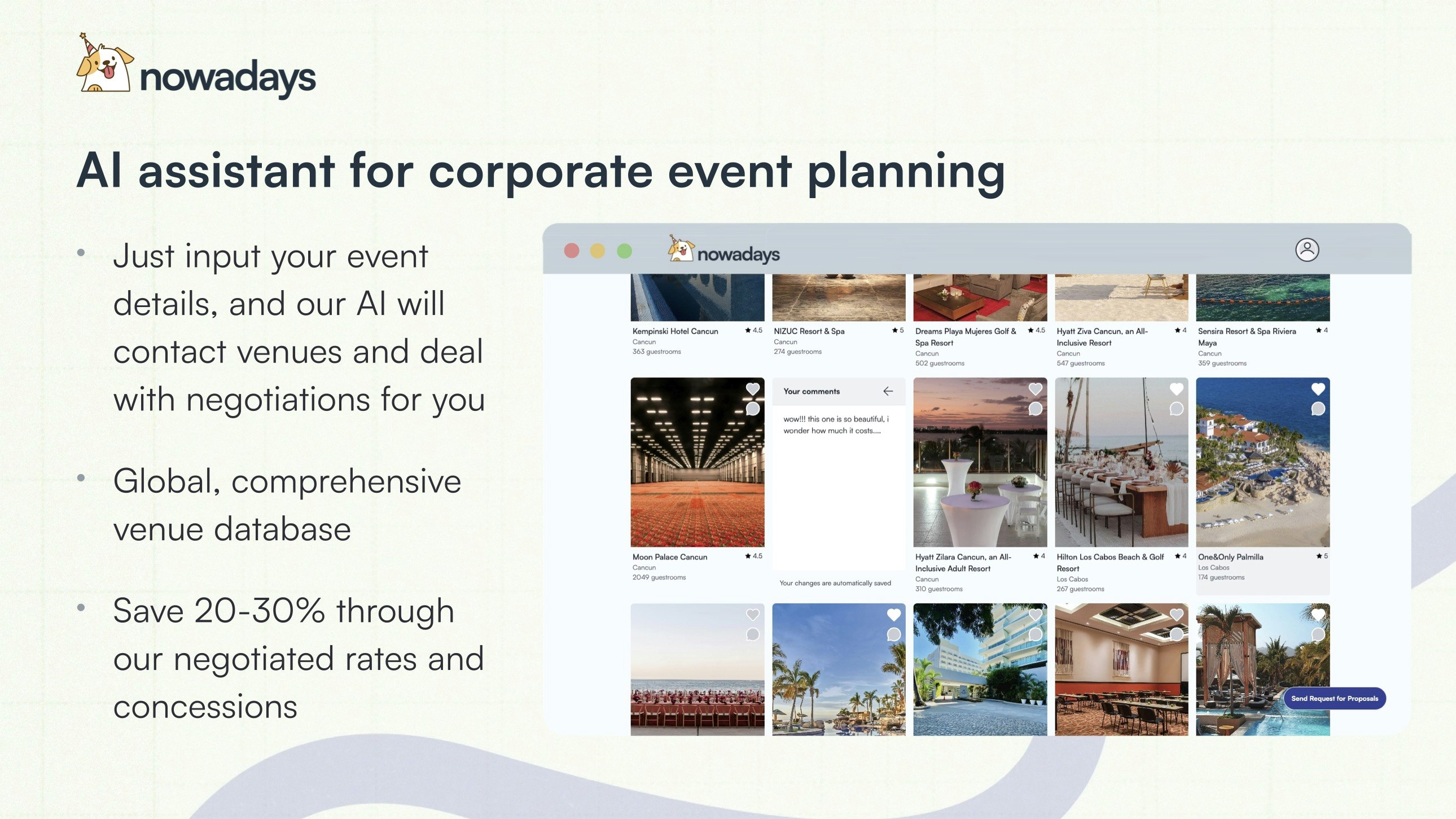 startuptile Nowadays-AI assistant for corporate event planning