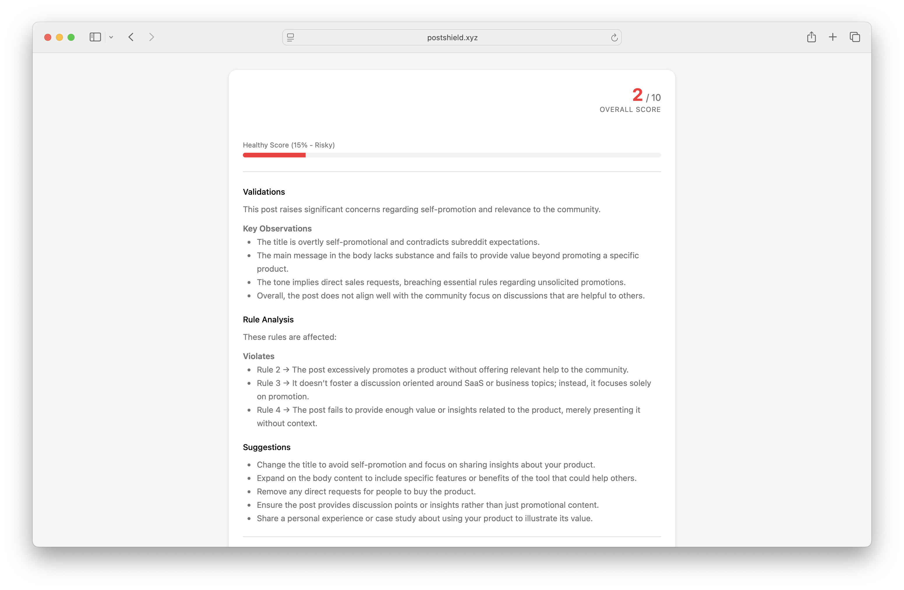 PostShield - Screenshot 3 showing product features and functionality